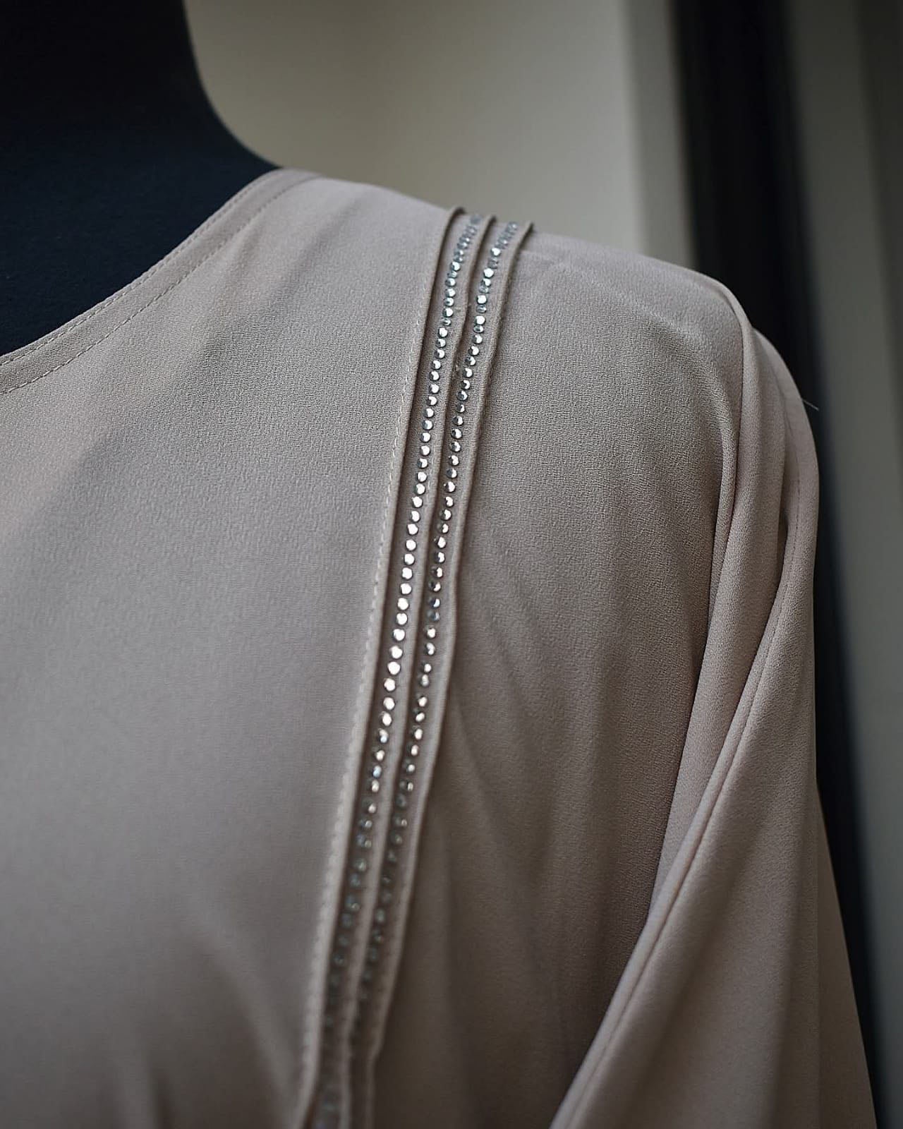 Luxurious Fawn Diamond-Embellished Abaya