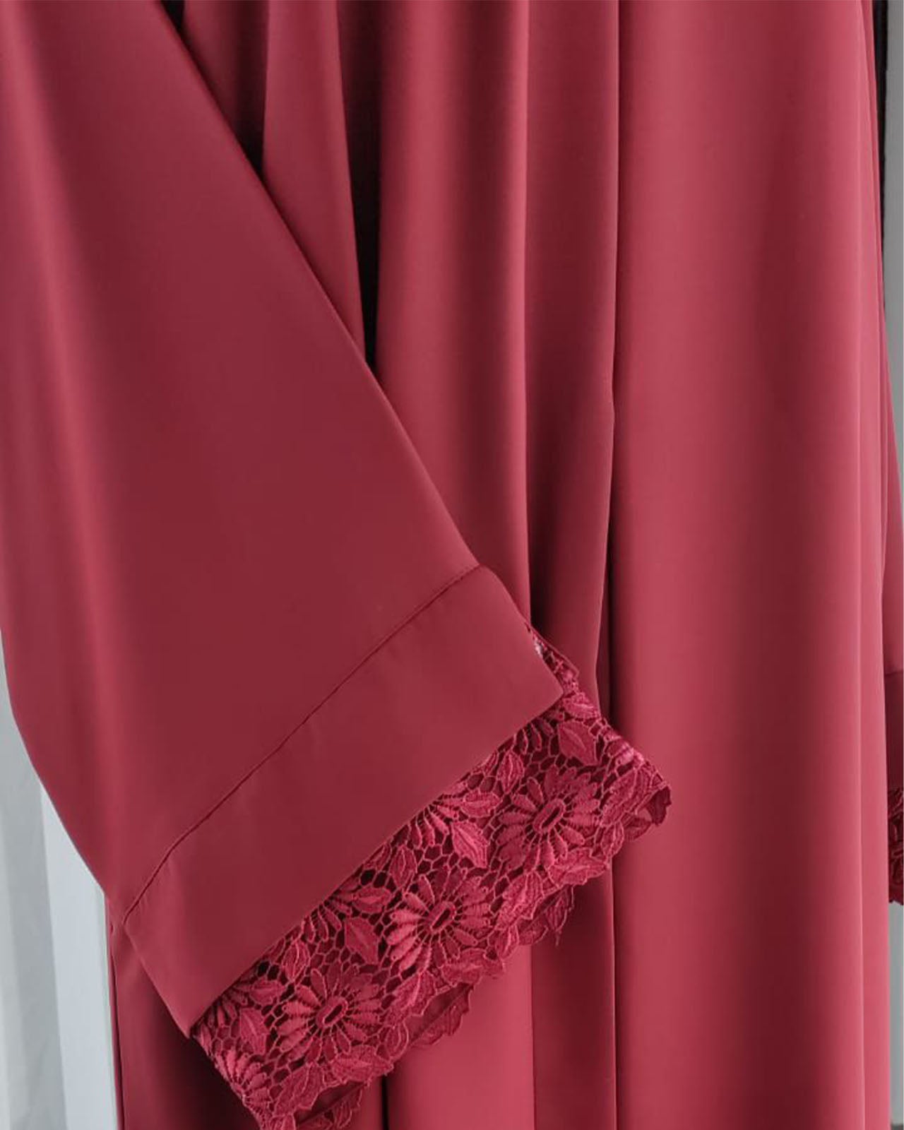 Camel Beige Embellished Abaya with Ruffled Sleeves