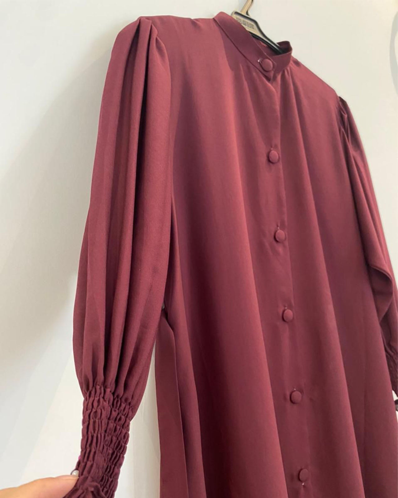 Camel Beige Embellished Abaya with Ruffled Sleeves