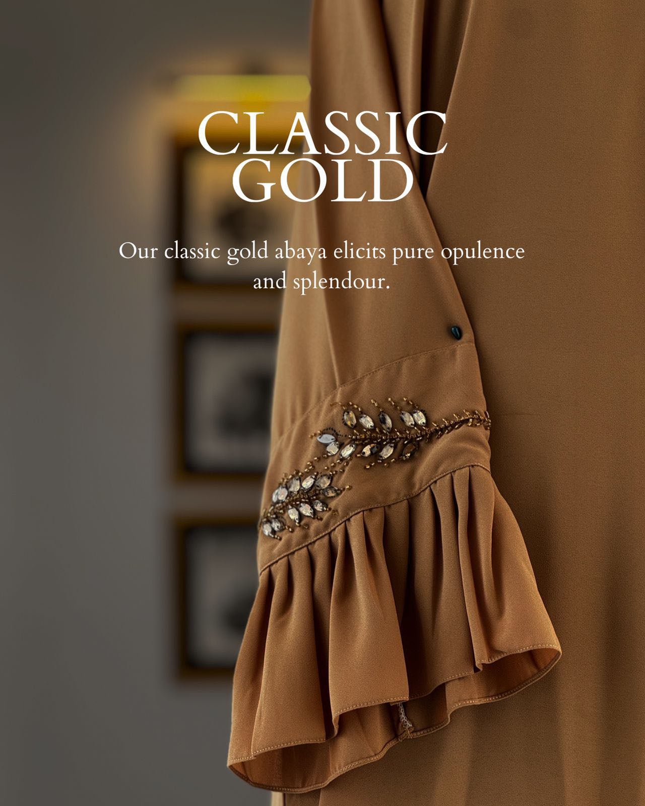 Classic Gold Embellished Abaya