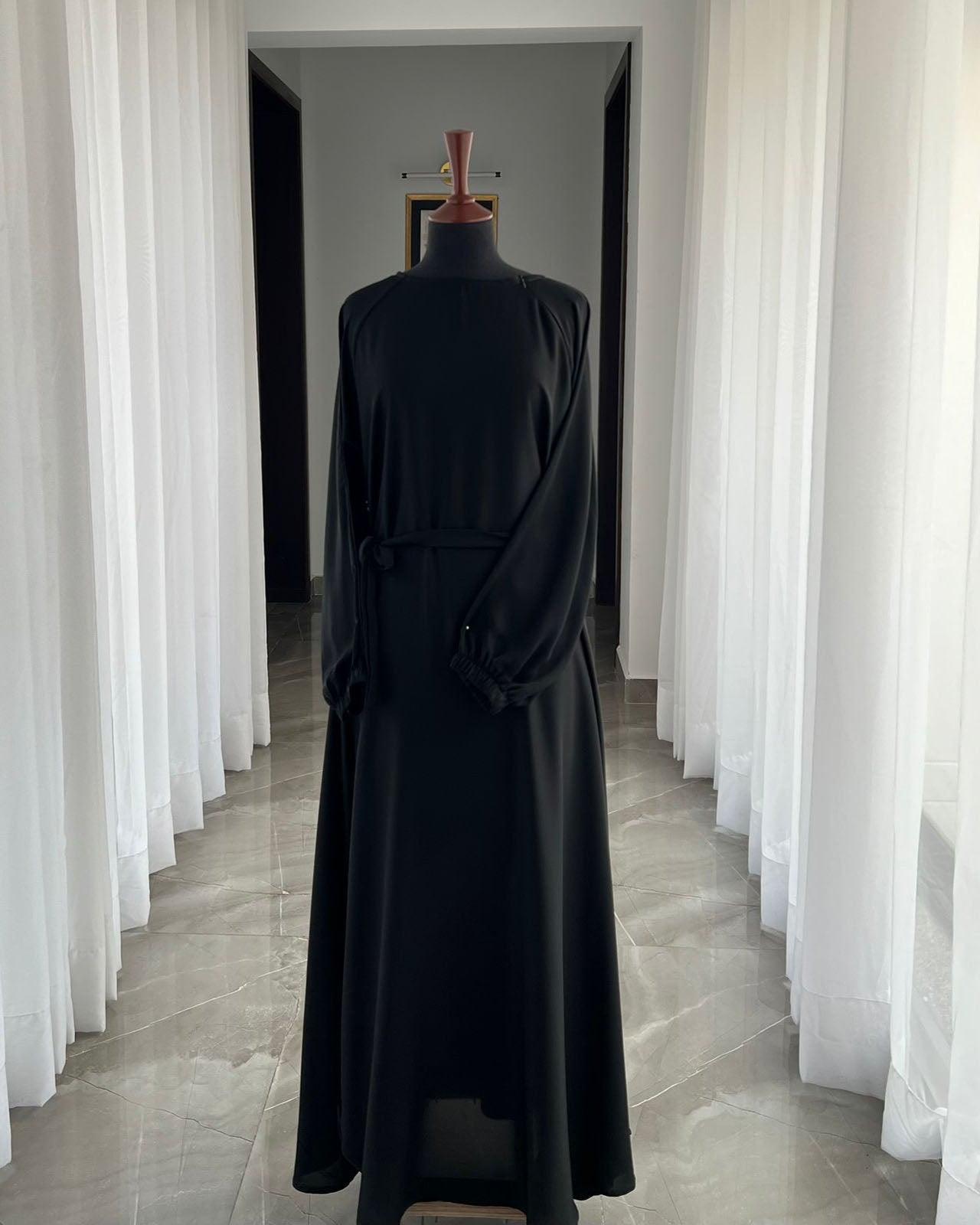Belted Classic Black Abaya