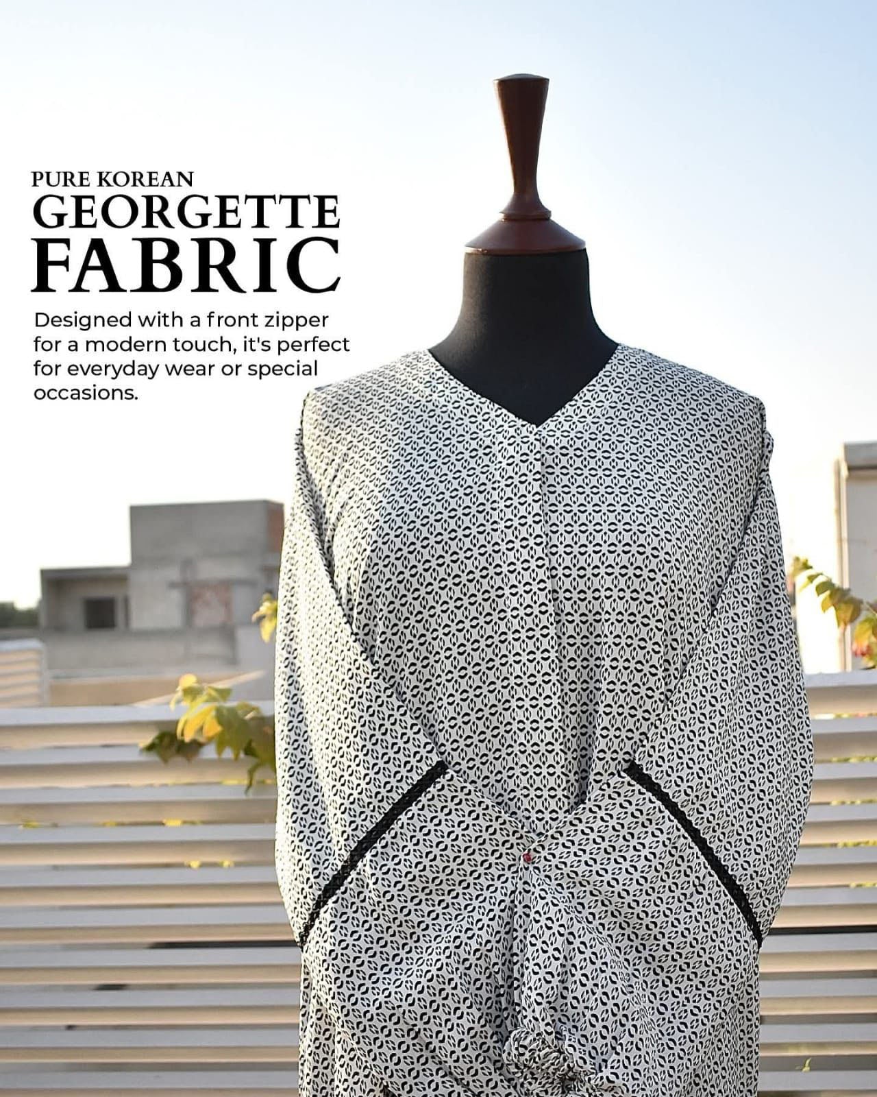 Black & White Georgette Abaya