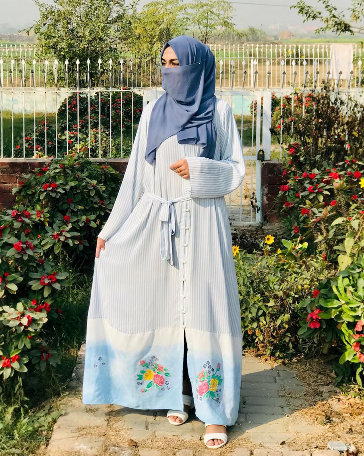 Sky Bloom Embroidered Abaya