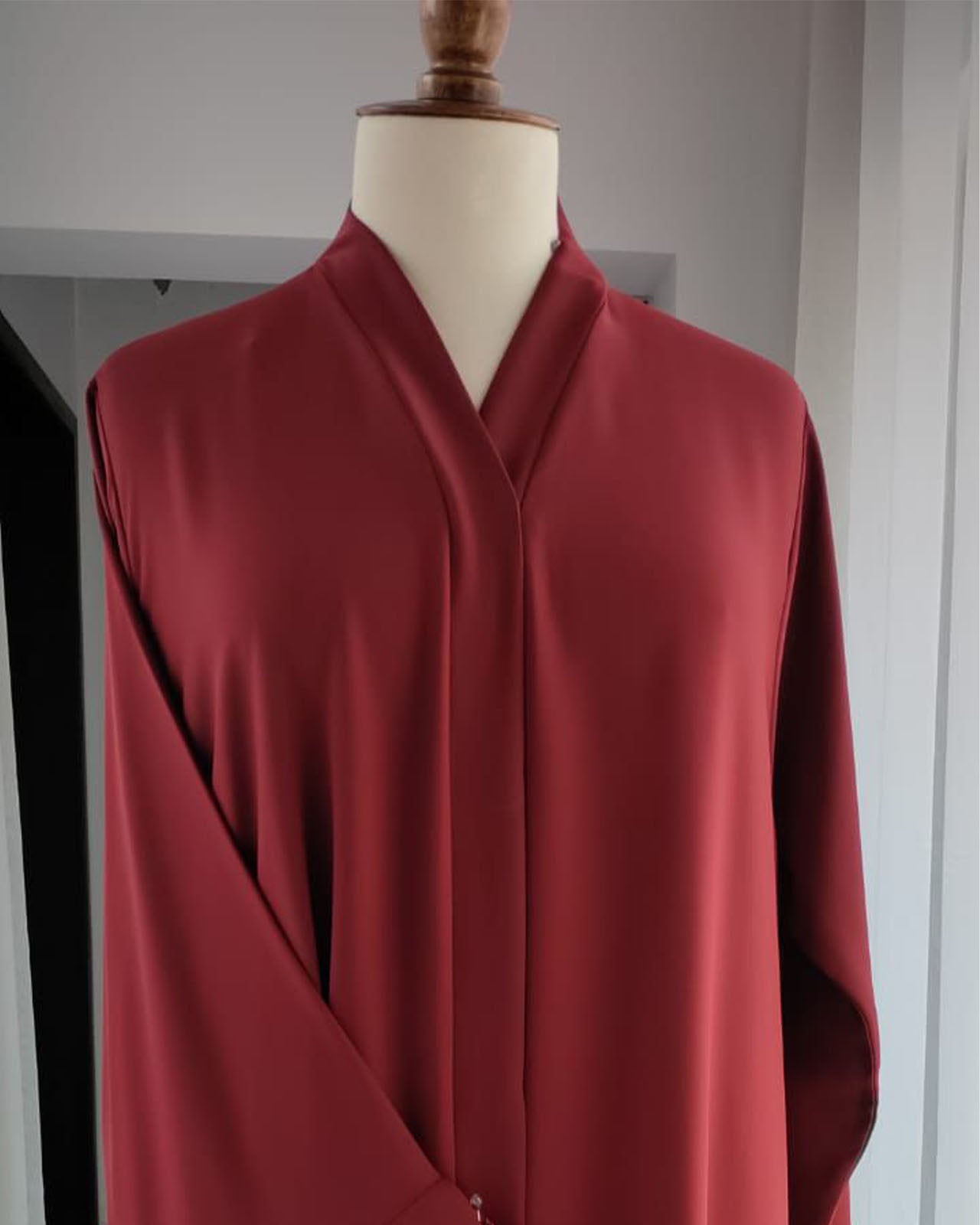 Camel Beige Embellished Abaya with Ruffled Sleeves