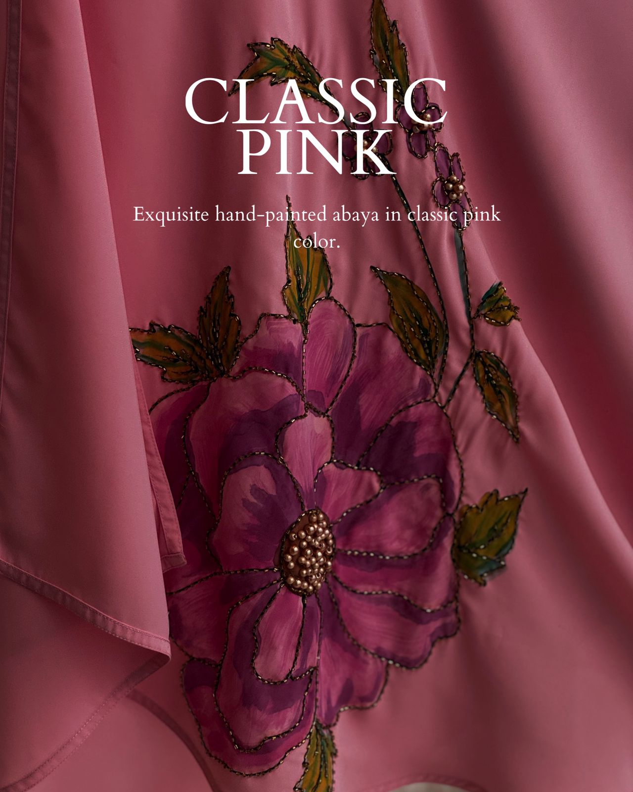 Classic Pink Hand-Painted Abaya